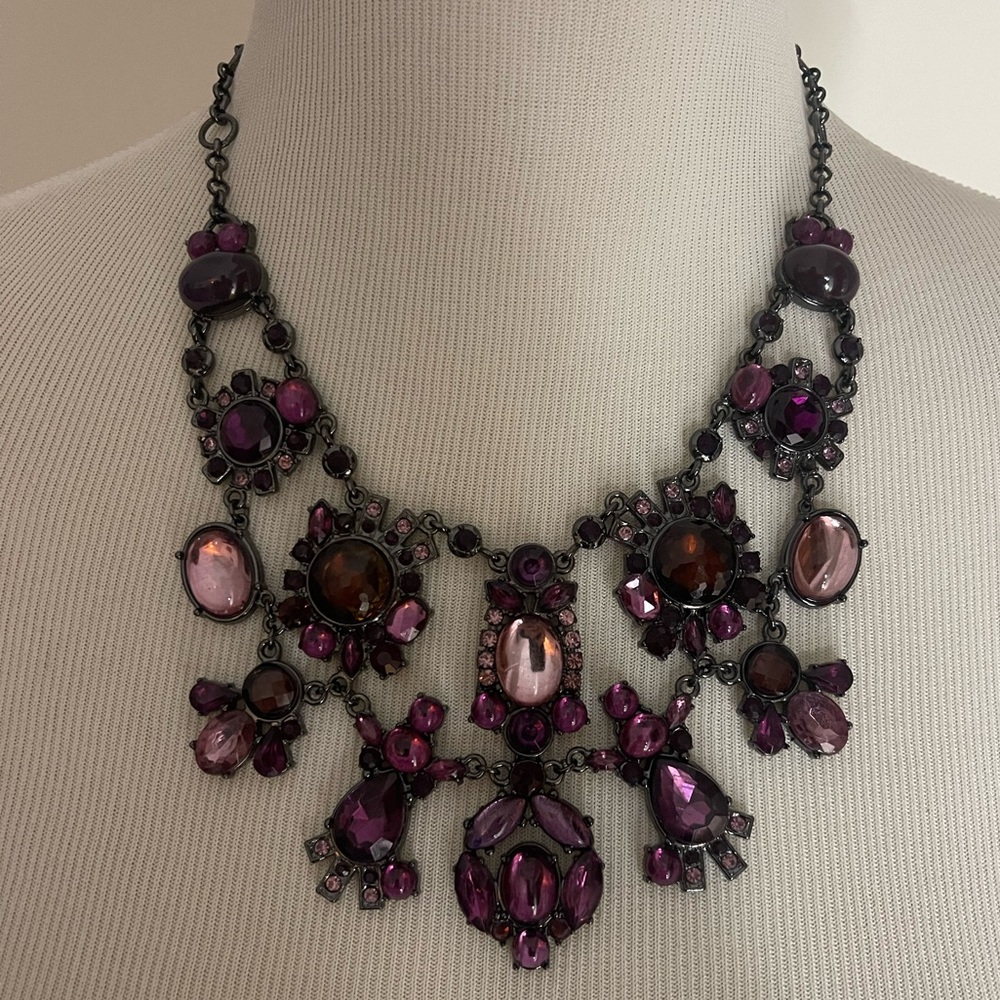 White House Black Market Purple and Black Victorian-Inspired Necklace